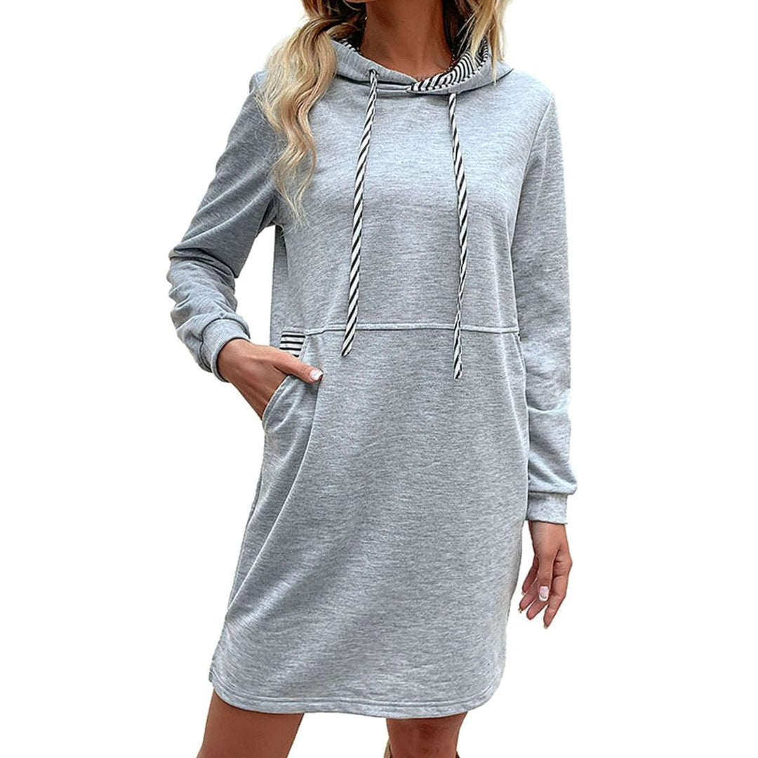 Women's Long-Sleeve Drawstring Hooded Sweatshirt Dress