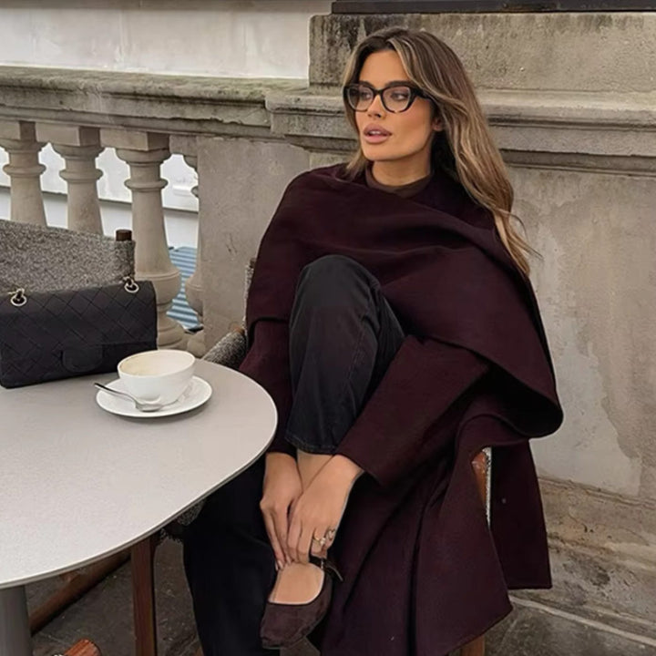 Women's Longline Wool Blend Wrap Winter Coat