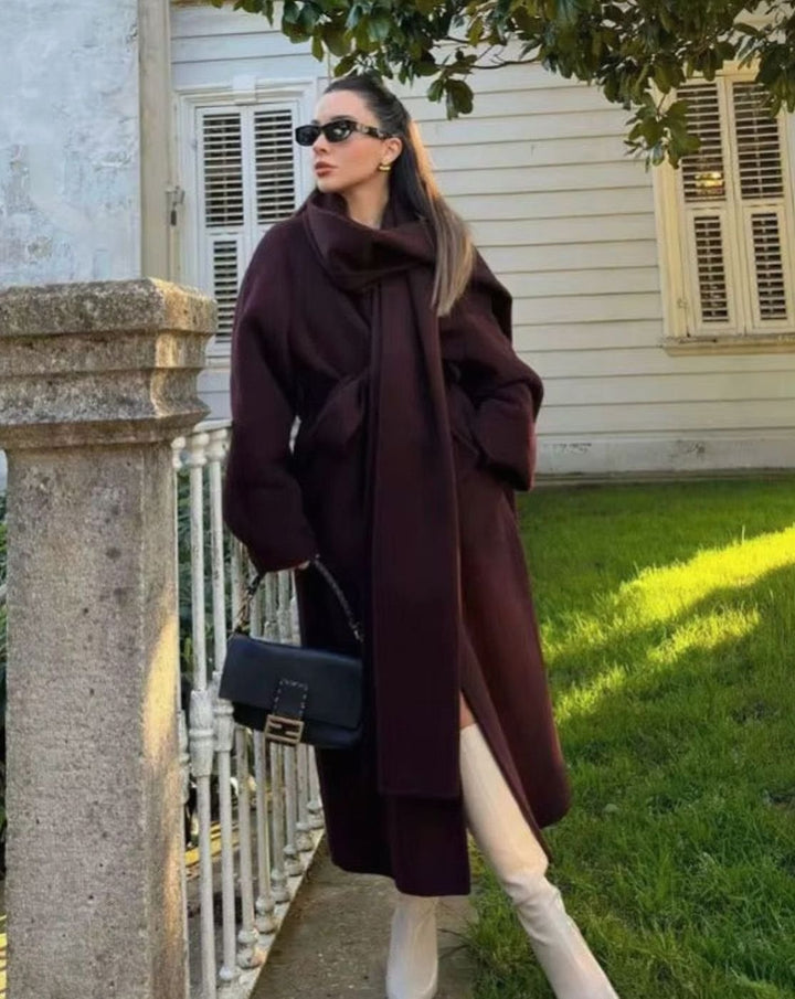 Women's Longline Wool Blend Wrap Winter Coat