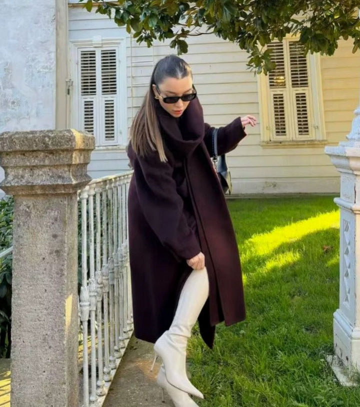 Women's Longline Wool Blend Wrap Winter Coat