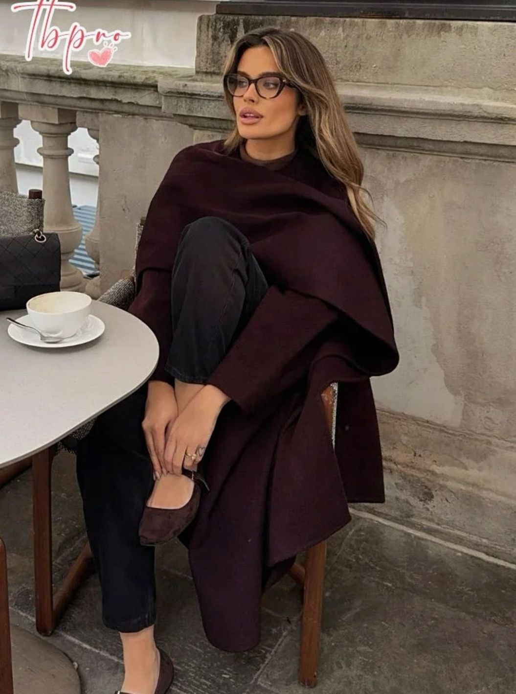 Women's Longline Wool Blend Wrap Winter Coat