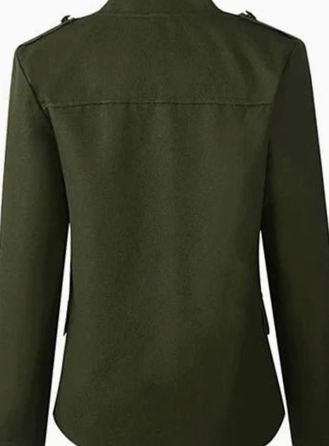 Women's Military Double-Breasted Stand-Collar Cropped Blazer