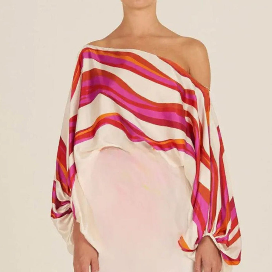 Women's Off-Shoulder Lantern-Sleeve Wide-Leg Trouser Co-ord Set