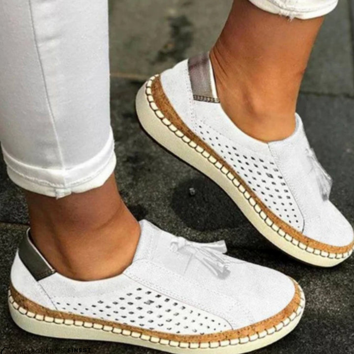 Women's Orthopedic Arch Support Perforated Slip-On Trainers - White