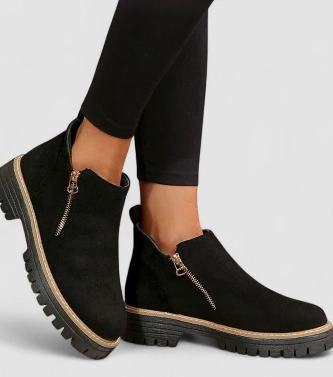 Women's Orthopedic Arch-Support Side-Zip Ankle Boots - Black