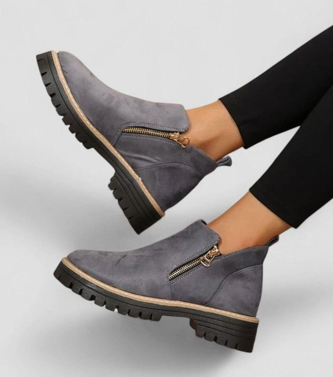 Women's Orthopedic Arch-Support Side-Zip Ankle Boots - Grey