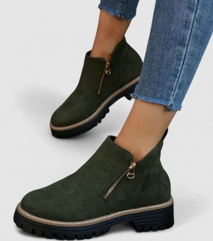 Women's Orthopedic Arch-Support Side-Zip Ankle Boots - Green