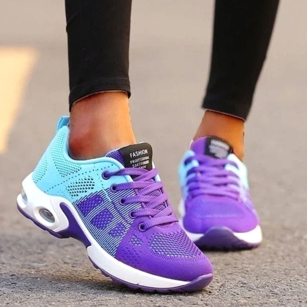Women's Orthopedic Breathable Mesh Lace-Up Platform Trainers - Blue Violet