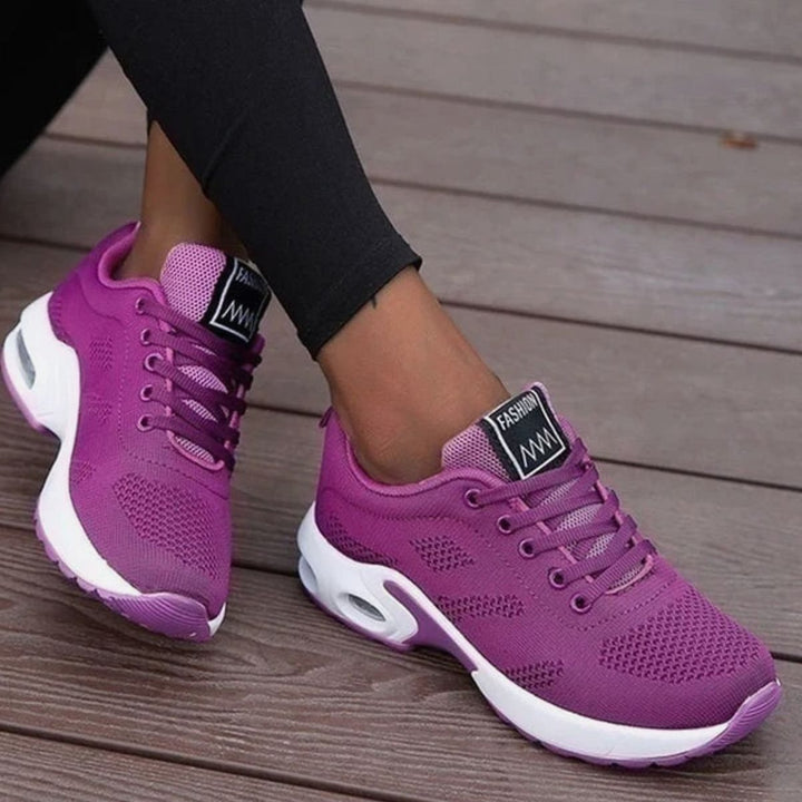 Women's Orthopedic Breathable Mesh Lace-Up Platform Trainers - Purple