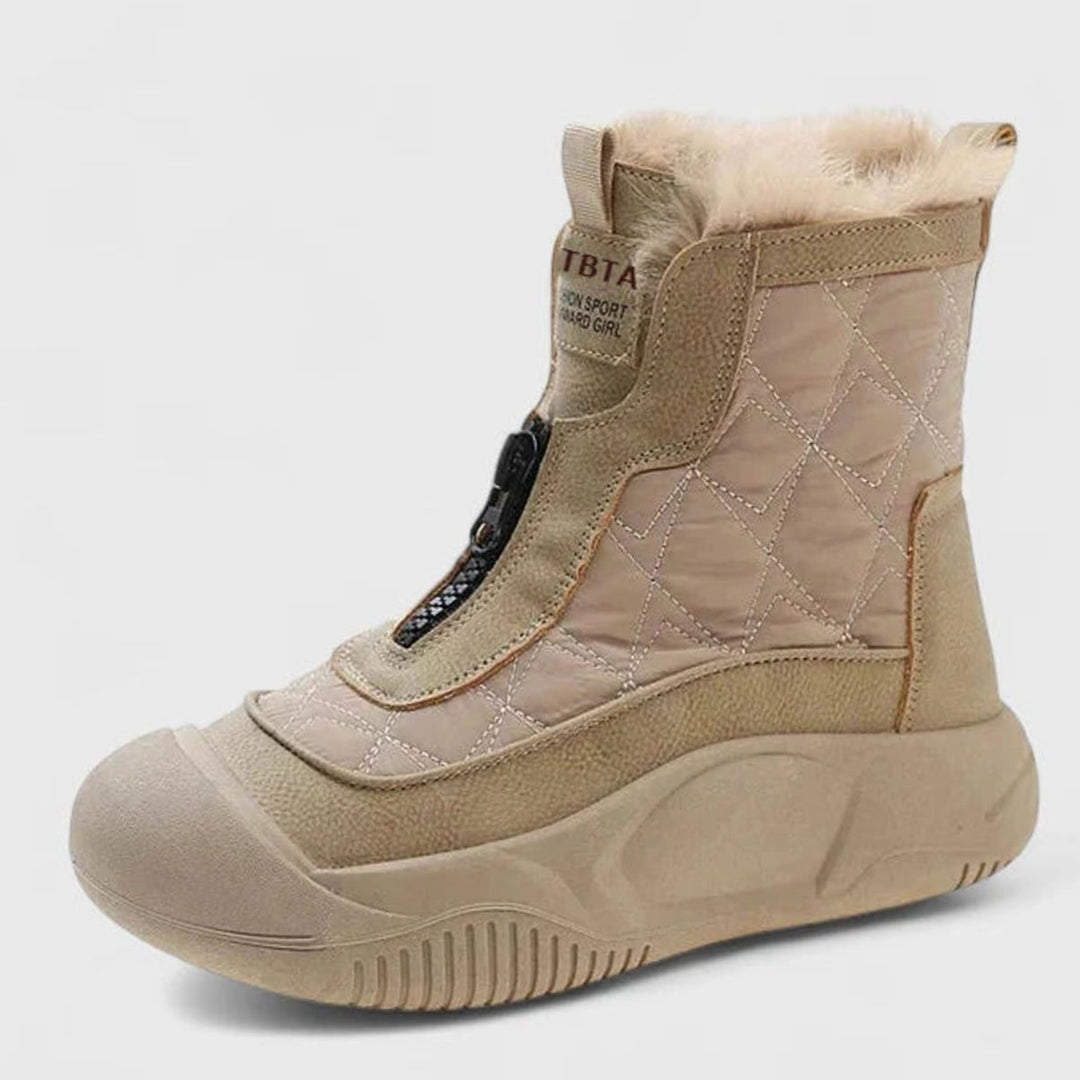 Women's Orthopedic Faux-Fur Lined Front-Zip Snow Boots - Khaki