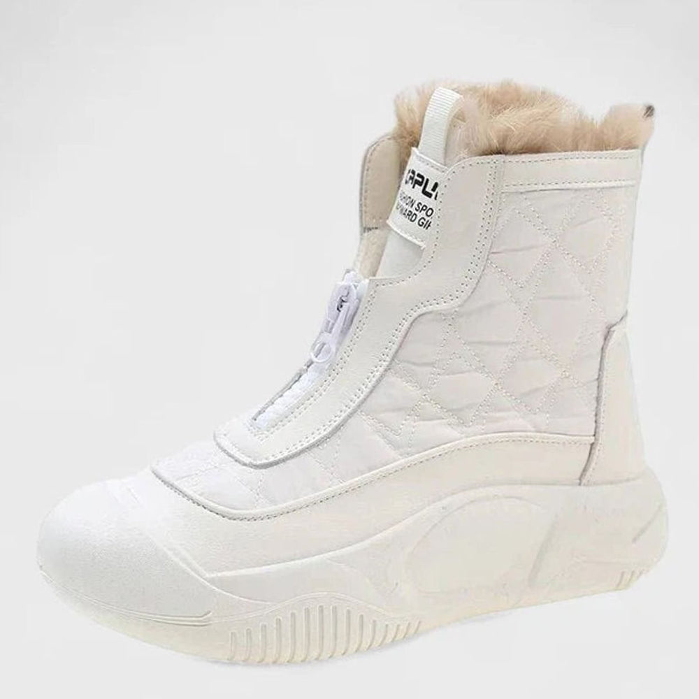 Women's Orthopedic Faux-Fur Lined Front-Zip Snow Boots - White
