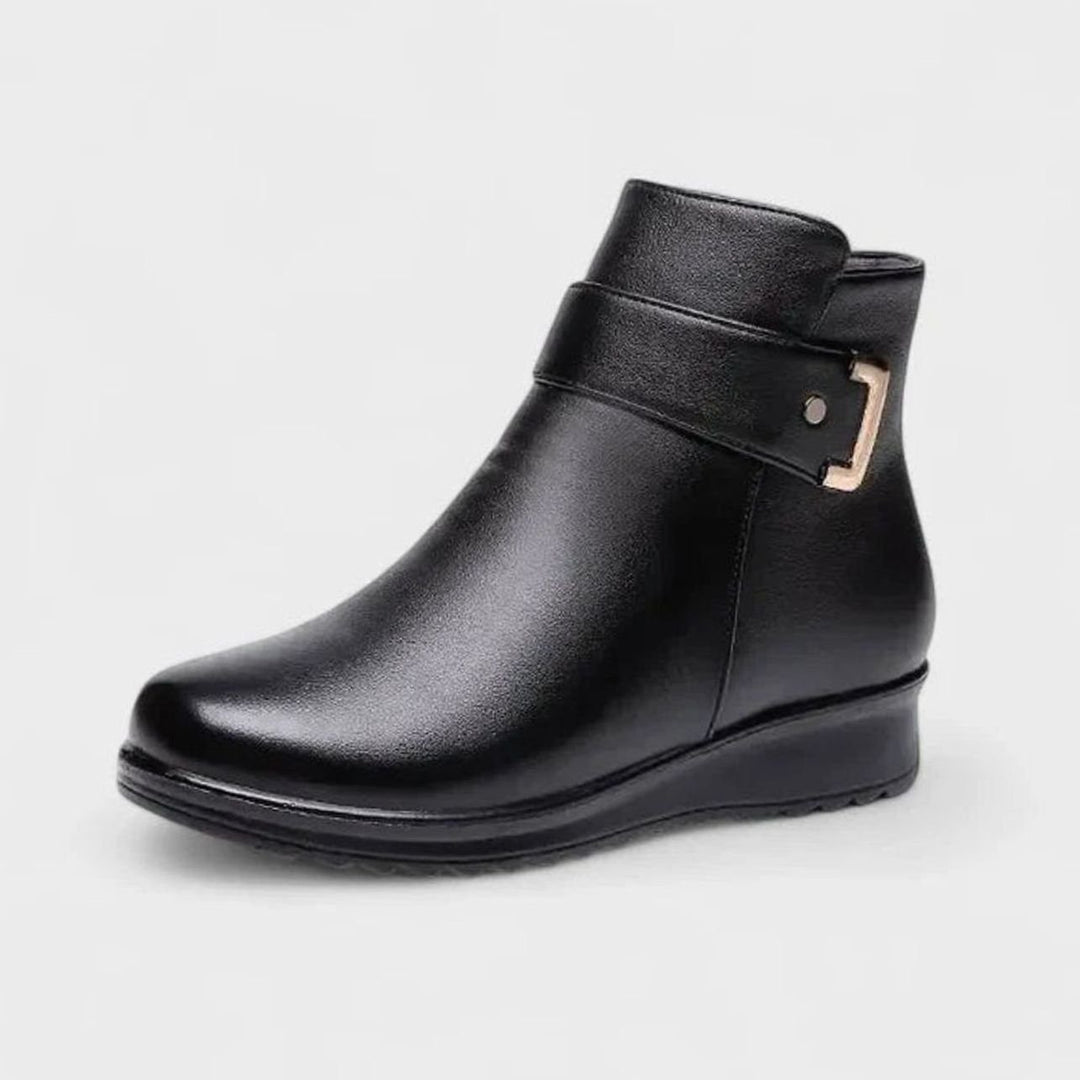 Women's Orthopedic Faux-Leather Fleece-Lined Wedge Ankle Boots