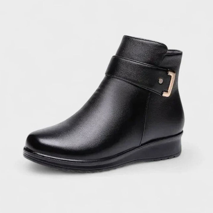 Women's Orthopedic Faux-Leather Fleece-Lined Wedge Ankle Boots