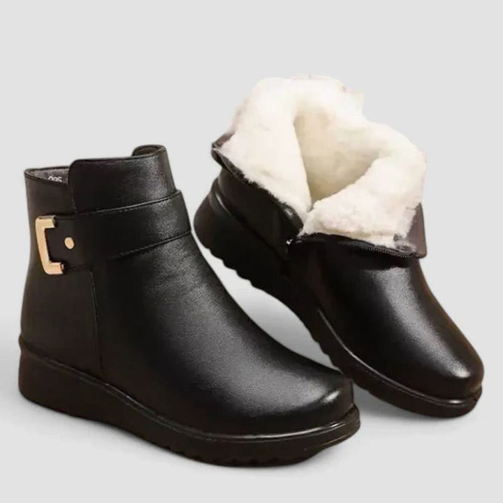 Women's Orthopedic Faux-Leather Fleece-Lined Wedge Ankle Boots