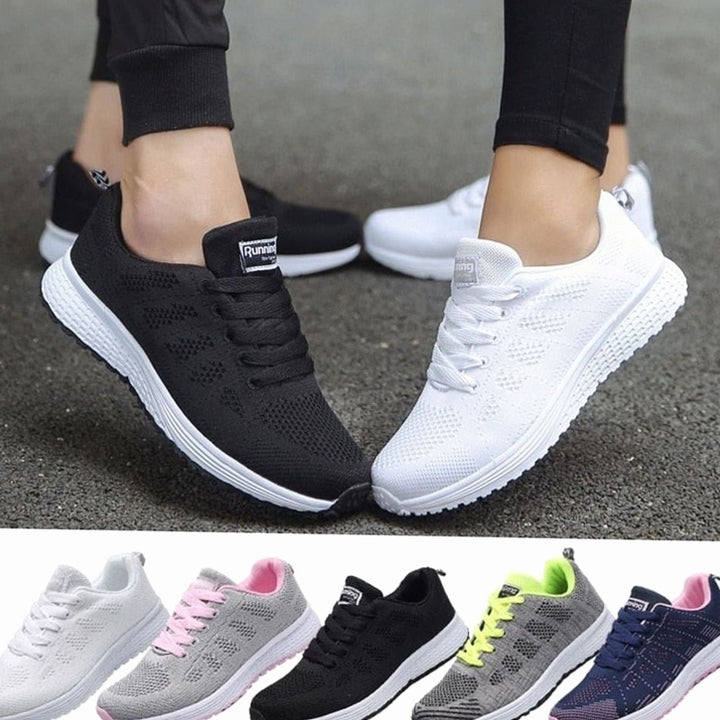 Women's Orthopedic Gel-Cushioned Lace-Up Knit Trainers