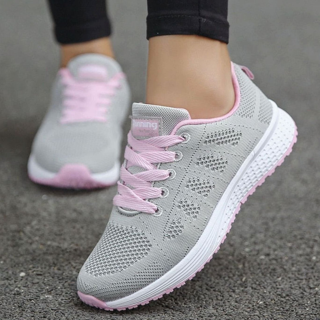 Women's Orthopedic Gel-Cushioned Lace-Up Knit Trainers