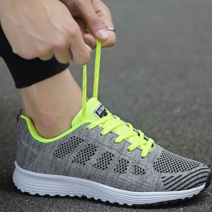 Women's Orthopedic Gel-Cushioned Lace-Up Knit Trainers