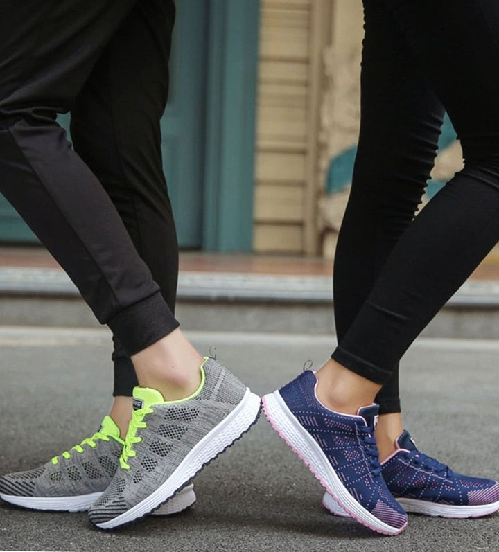 Women's Orthopedic Gel-Cushioned Lace-Up Knit Trainers