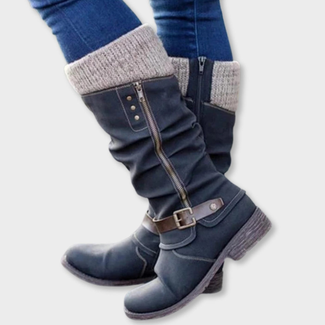 Women's Orthopedic Knee-High Block-Heel Zip-Up Boots