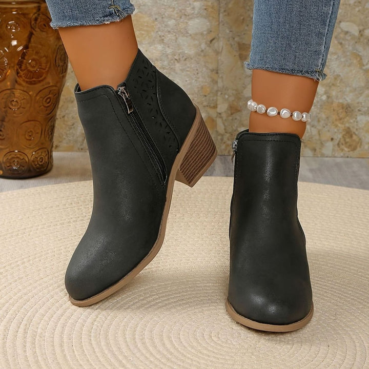 Women's Orthopedic Laser-Cut Block-Heel Ankle Boots