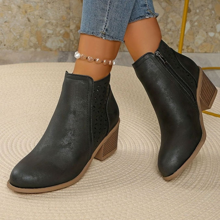Women's Orthopedic Laser-Cut Block-Heel Ankle Boots