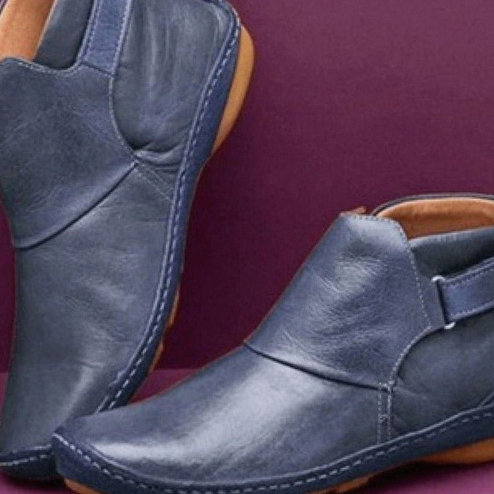 Women's Orthopedic Leather Ankle Boots Slip-On Comfort - Blue