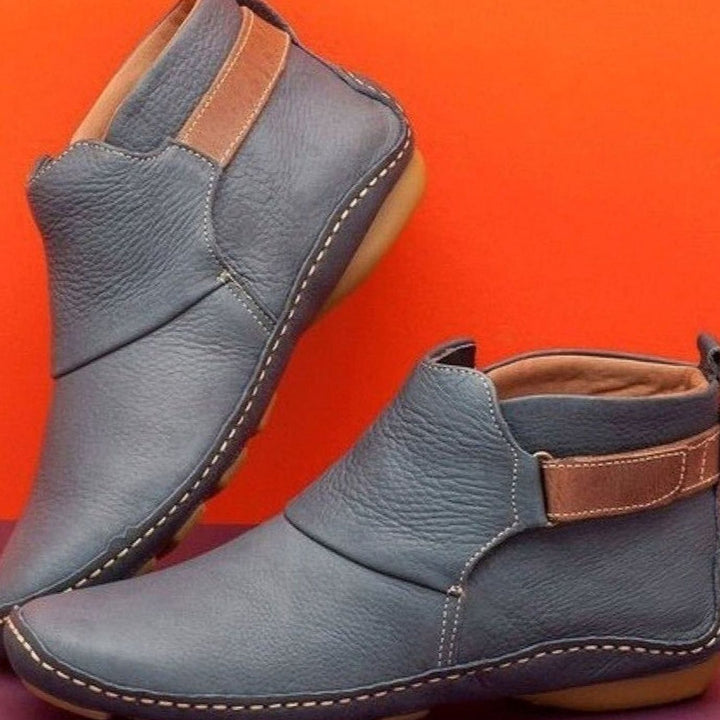Women's Orthopedic Leather Ankle Boots Slip-On Comfort - Grey
