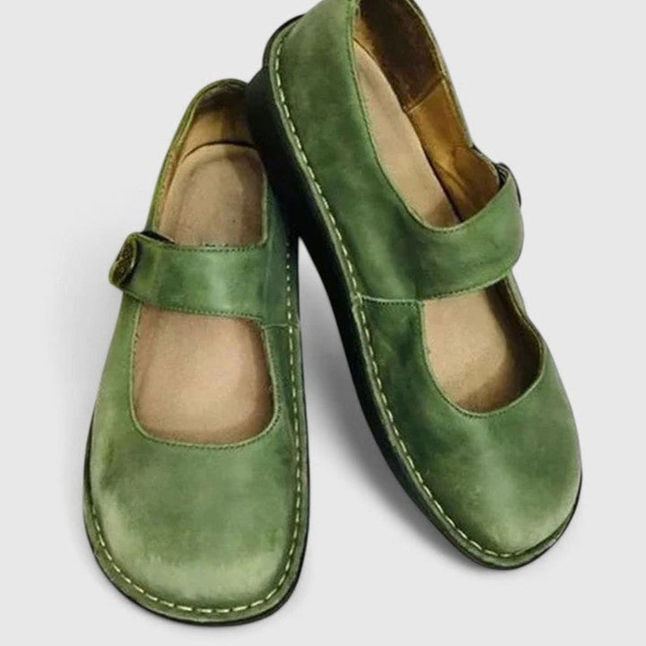 Women's Orthopedic Mary Jane Flats Adjustable Strap Round Toe - Green
