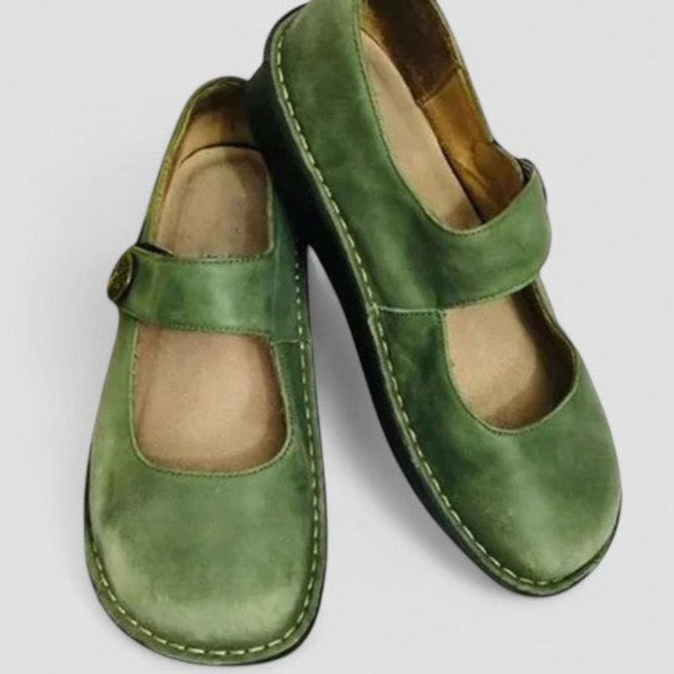 Women's Orthopedic Mary Jane Flats Adjustable Strap Round Toe