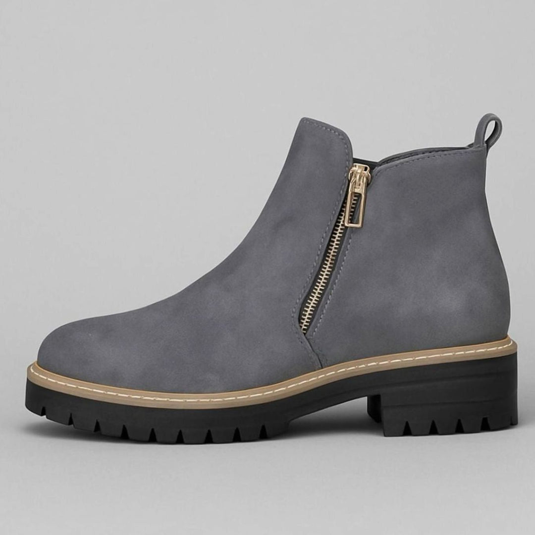 Women's Orthopedic Side-Zip Ankle Boots Cushioned Insole - Grey
