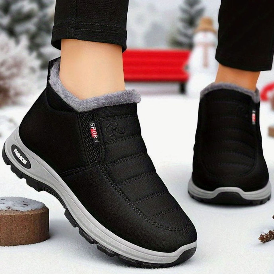 Women's Orthopedic Slip-On Fleece-Lined Winter Ankle Boots - Black