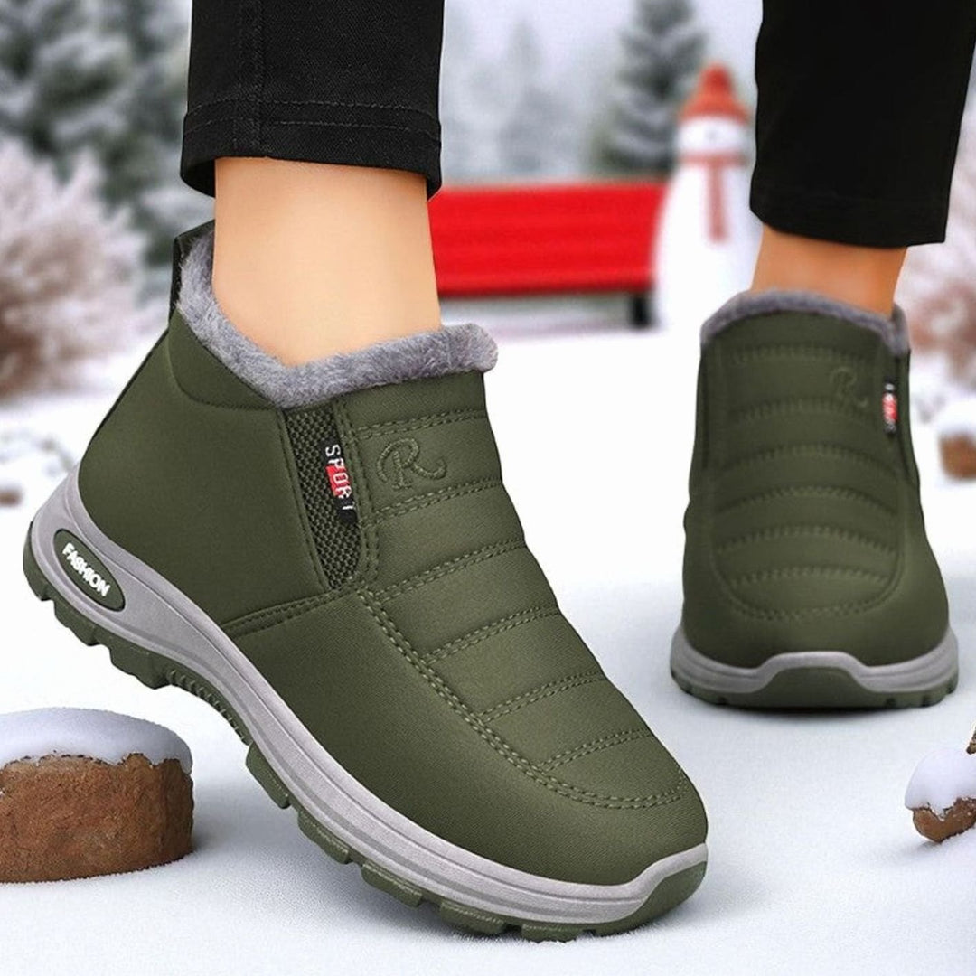 Women's Orthopedic Slip-On Fleece-Lined Winter Ankle Boots - Green
