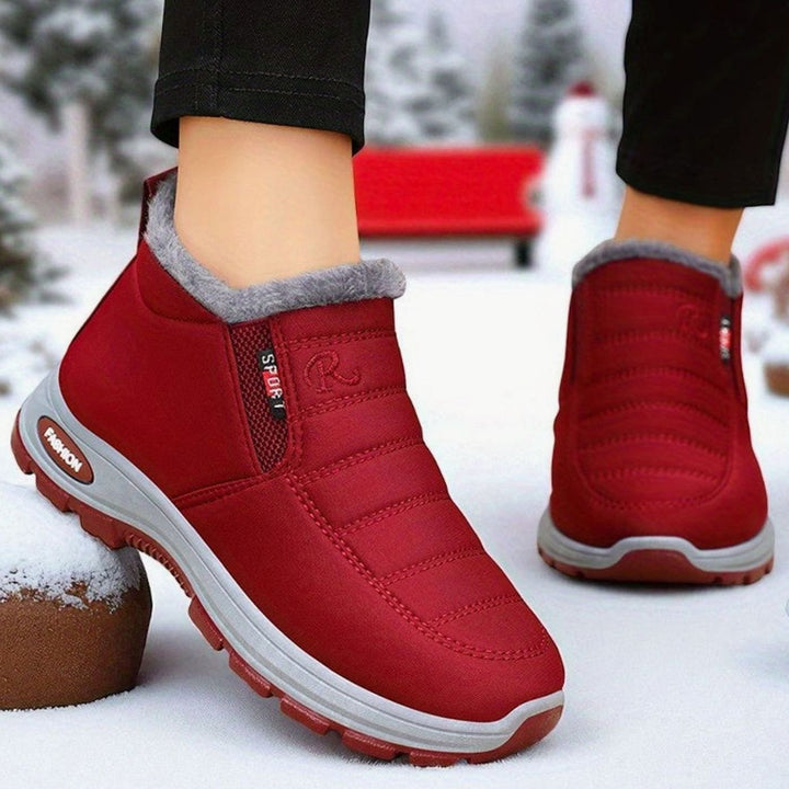 Women's Orthopedic Slip-On Fleece-Lined Winter Ankle Boots - Red