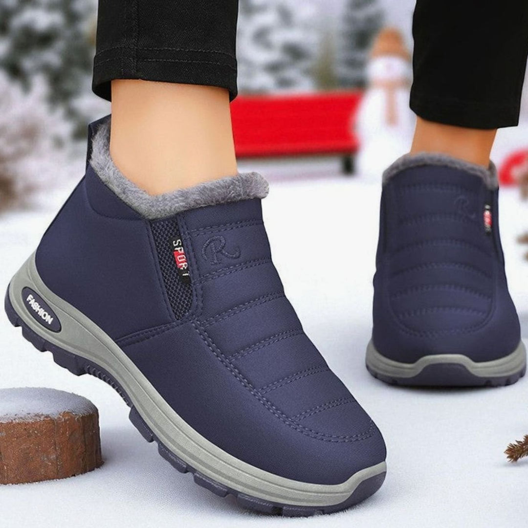 Women's Orthopedic Slip-On Fleece-Lined Winter Ankle Boots - Blue