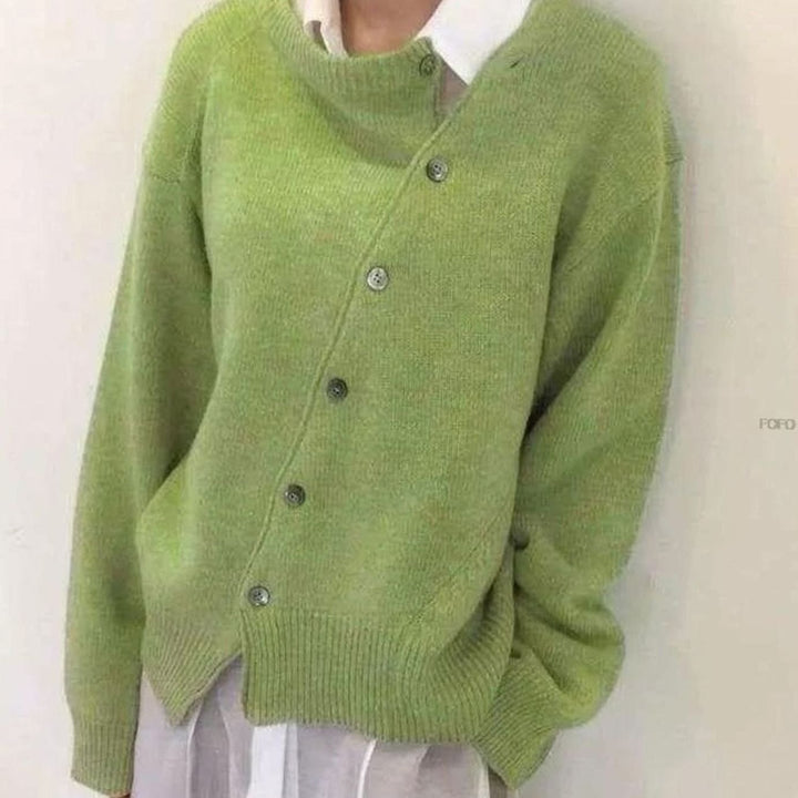 Women's Oversized Button-Front Knit Cardigan - Green