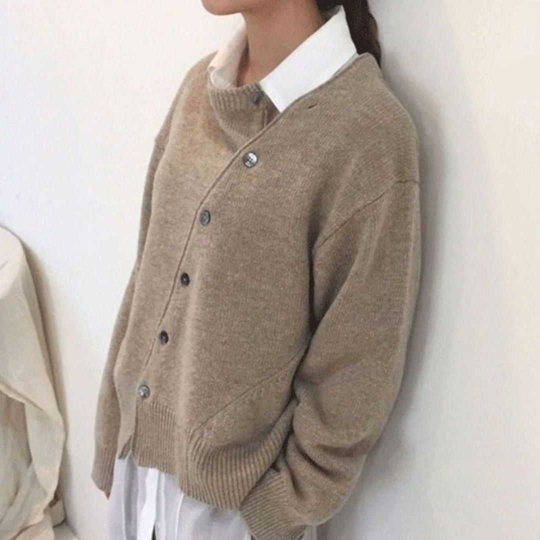 Women's Oversized Button-Front Knit Cardigan, Taupe - Brown (Bestseller)