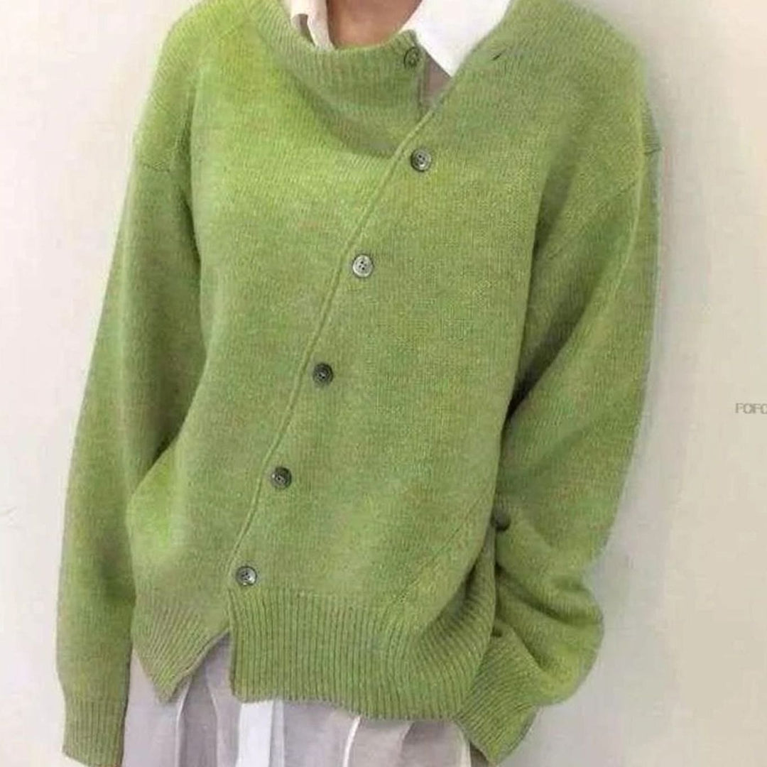 Women's Oversized Button-Front Knit Cardigan, Taupe - Green