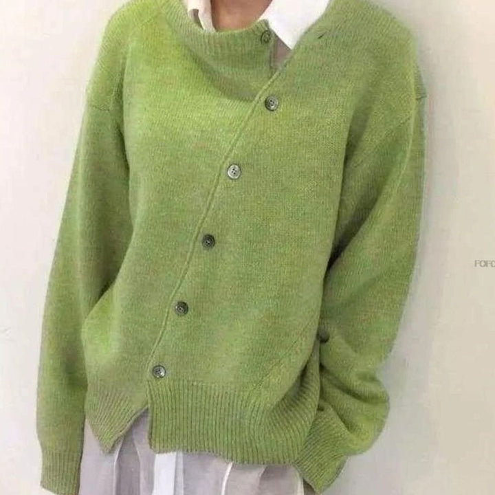 Women's Oversized Button-Front Knit Cardigan, Taupe - Green