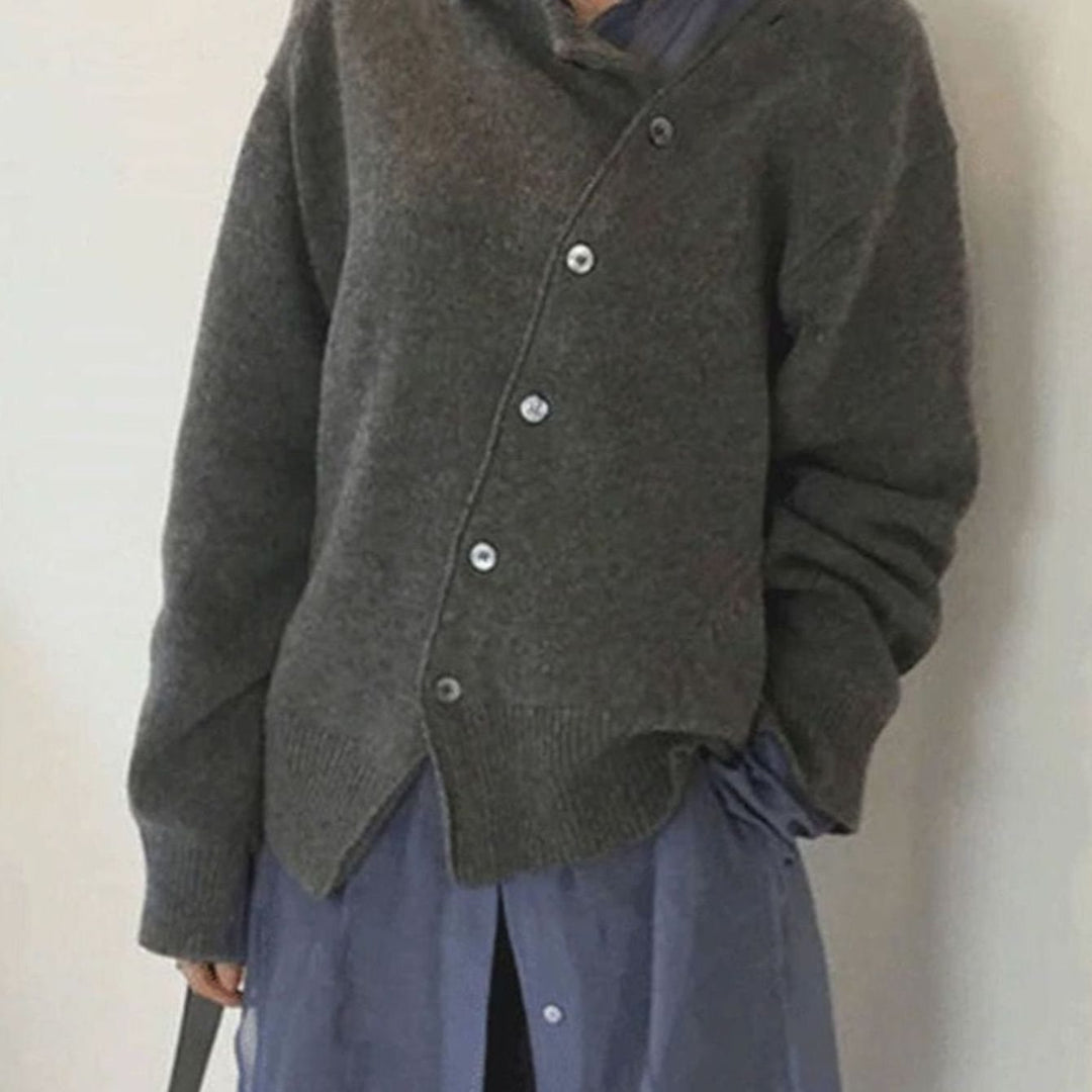 Women's Oversized Button-Front Knit Cardigan, Taupe