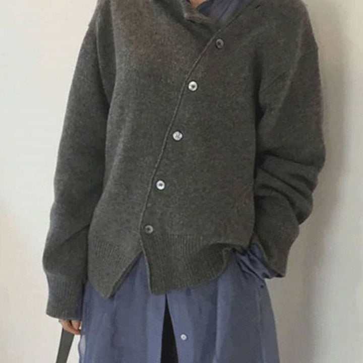 Women's Oversized Button-Front Knit Cardigan, Taupe