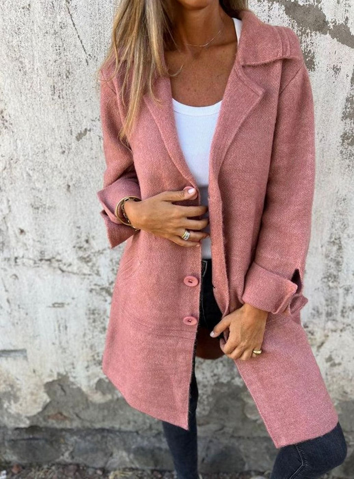 Women's Oversized Button-Front Lapel Collar Blazer Coat