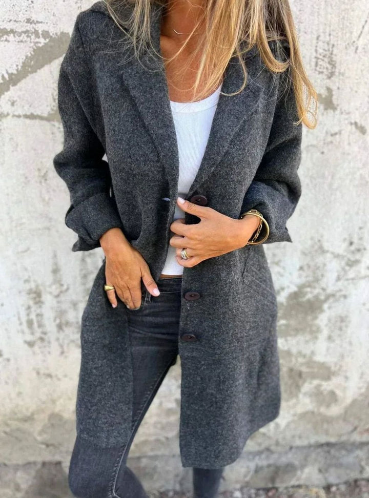 Women's Oversized Button-Front Lapel Collar Blazer Coat