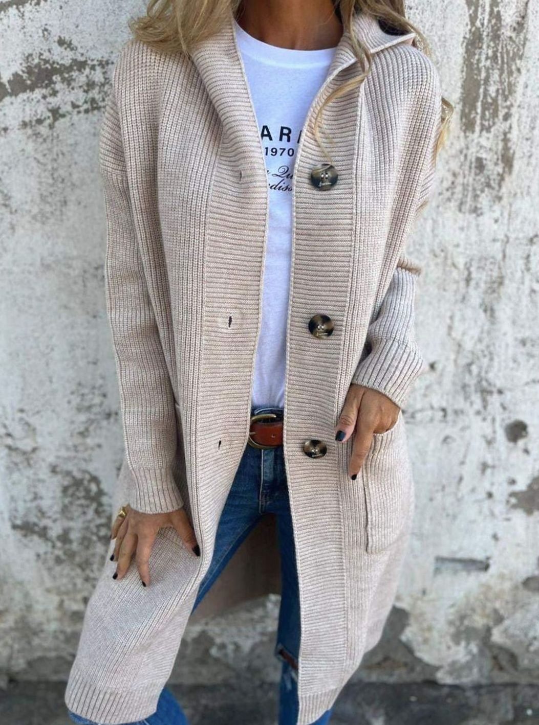 Women's Oversized Chunky Knit Hooded Long Cardigan