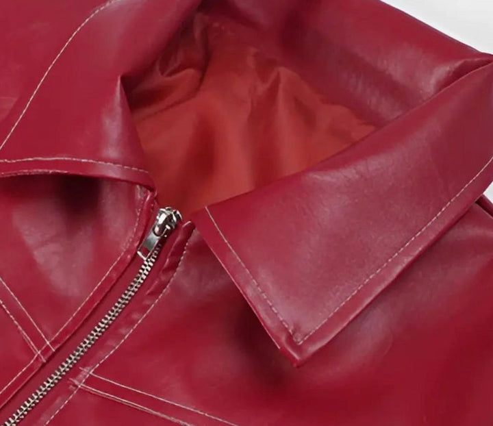 Women's Oversized Faux Leather Biker Jacket