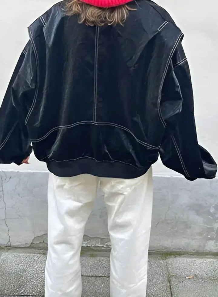 Women's Oversized Faux Leather Biker Jacket