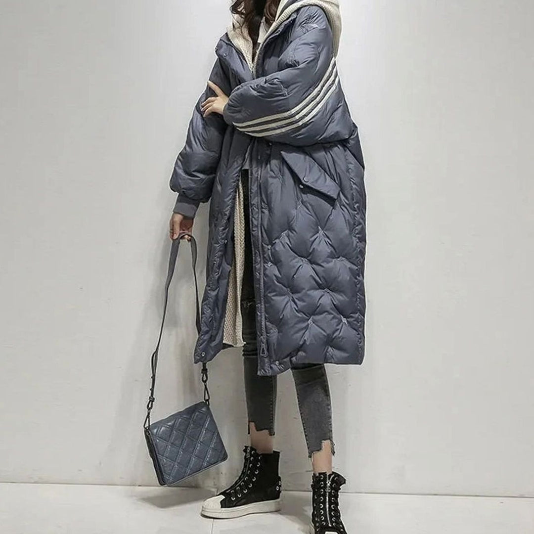 Women's Oversized Hooded Long Puffer Down Winter Coat - Blue
