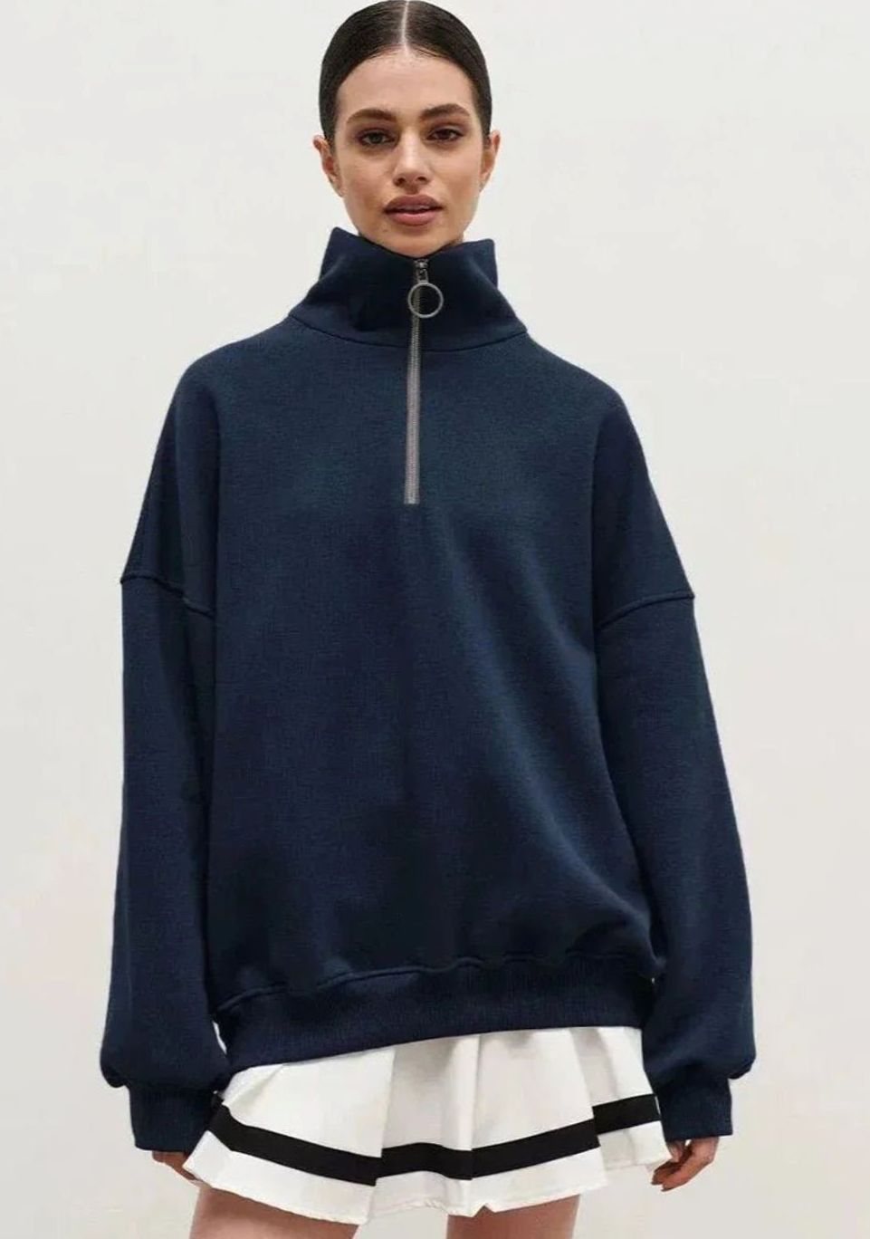 Women's Oversized Quarter-Zip Funnel Neck Relaxed Jumper