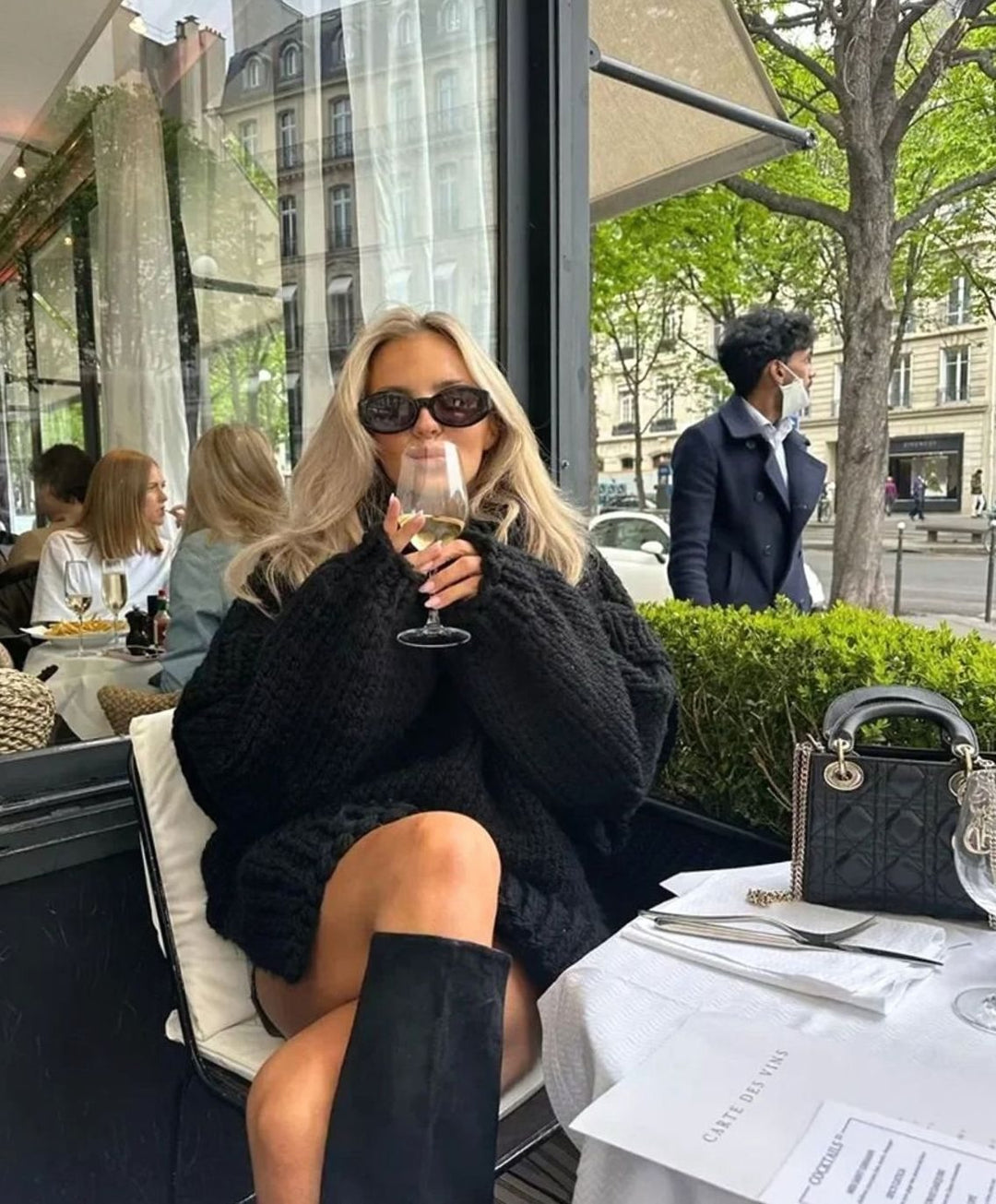 Women's Oversized Roll Neck Chunky Knit Jumper Dress