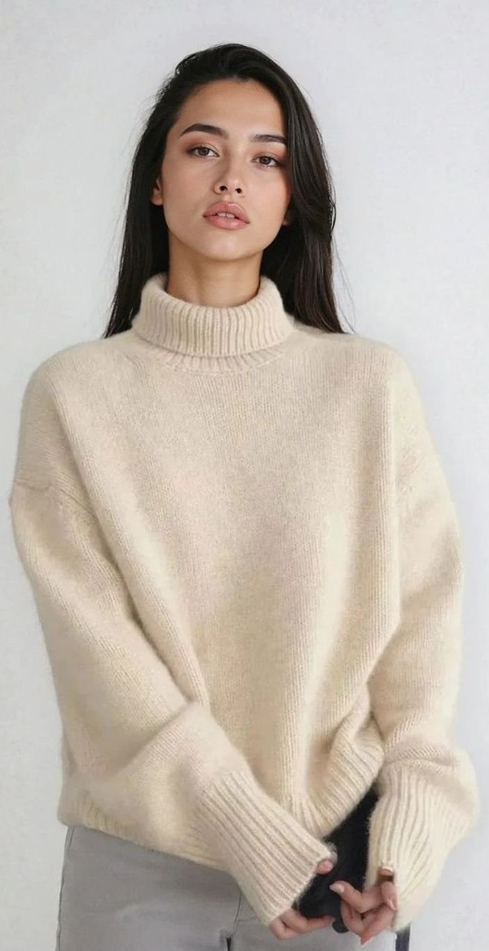 Women's Oversized Roll Neck Soft Knit Jumper