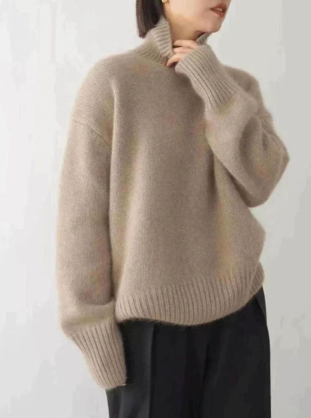 Women's Oversized Roll Neck Soft Knit Jumper